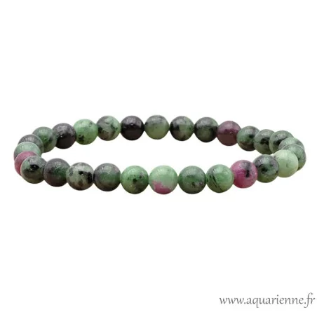 Bracelet élastiqué en perles naturelles de Rubis Zoïsite.
