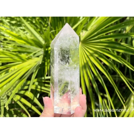 Pointe de Cristal de roche de Madagascar, 14cm de haut. Cristal Maître, pièce unique.