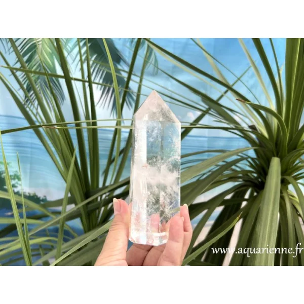 Cristal de roche – Pointe Cristal Maître 14 cm · Énergie et Lumière