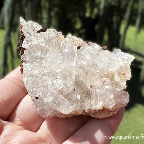Détail des pointes de cette druse de Cristal de Roche de Madagascar. Pièce unique.