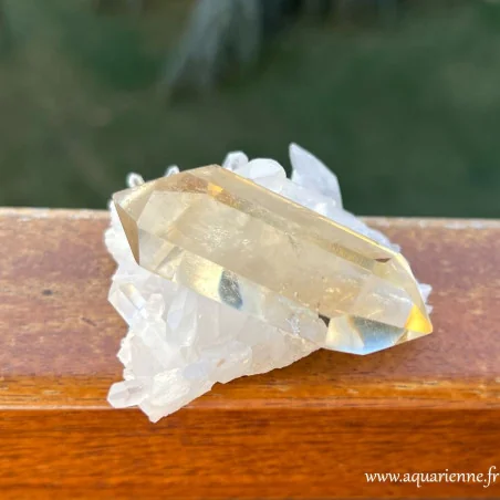 Cristal solaire pour la joie et l'abondance, double pointe de citrine naturelle de Madagascar de 5,8cm et 32g.