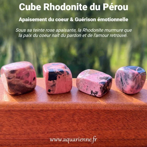 Pierre du chakra du coeur, la Rhodonite aide à dissoudre la colère, ouvre à l'amour.