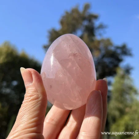 Oeuf en Quartz rose de Madagascar 250g - 7cm - Tendresse, Guérison, Sérénité. Pièce unique.