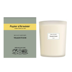 Bougie Tradition Papier d’Arménie, ligne pure en verre dépoli, cire végétale et mèche coton