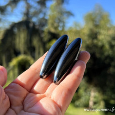 Paire de navettes en Hématite magnétique – pierres naturelles 18x60 mm