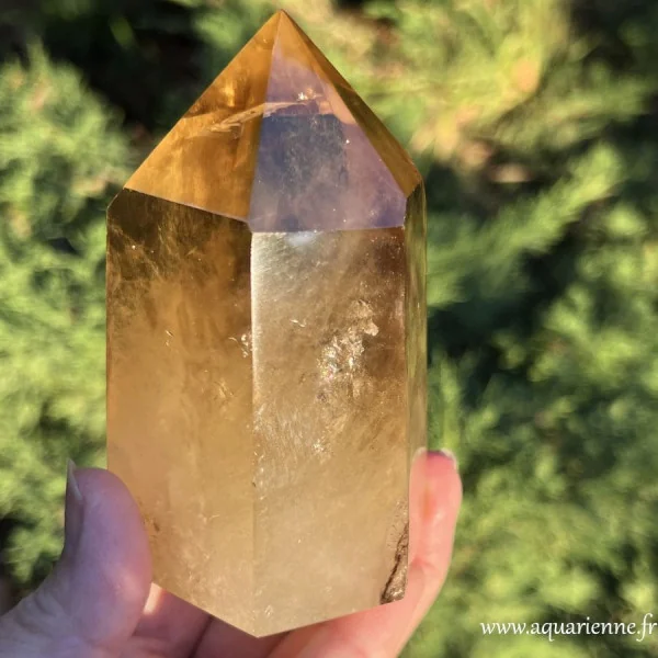 Arc-en-ciel visible dans la pointe de Citrine selon la lumière. Pièce unique.