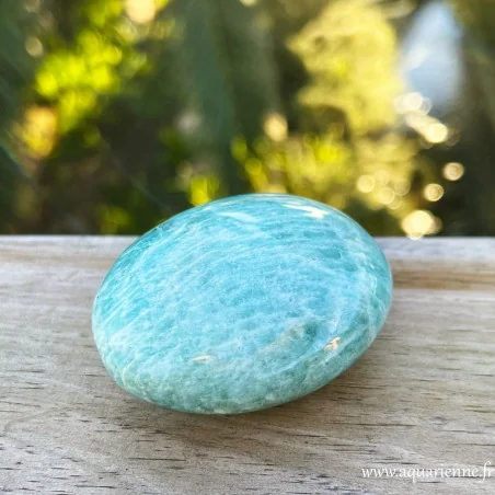 Galet en Amazonite de Madagascar : 193 g, 72 mm. Pièce unique telle que sur les photos.