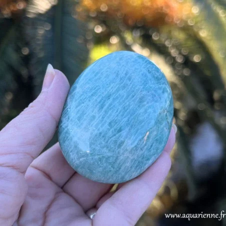 Galet en Amazonite 193g – photo dans la main