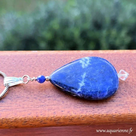 Bélière plaqué Argent 10 microns – pendentif pierre naturelle, goutte de Sodalite d'Ontario.
