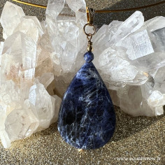 Pendentif en Sodalite et plaqué Or, goutte n°04 - Bijou création Aquarienne, pièce unique