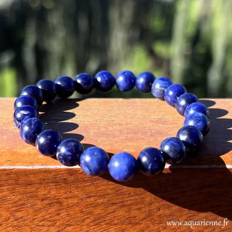 Bracelet Sodalite naturelle qualité AA (très élevée) détail des perles de 8 mm