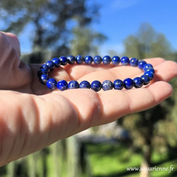 Bracelet en Lapis-lazuli naturel avec inclusions de pyrite dorée