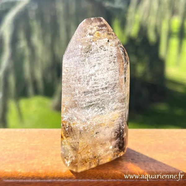 vibration solaire de cette pointe quartz à inclusions de limonite