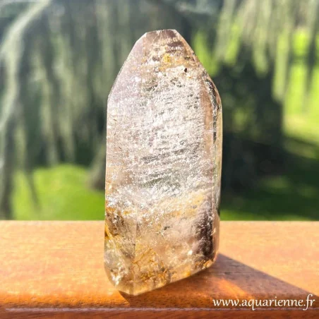 vibration solaire de cette pointe quartz à inclusions de limonite