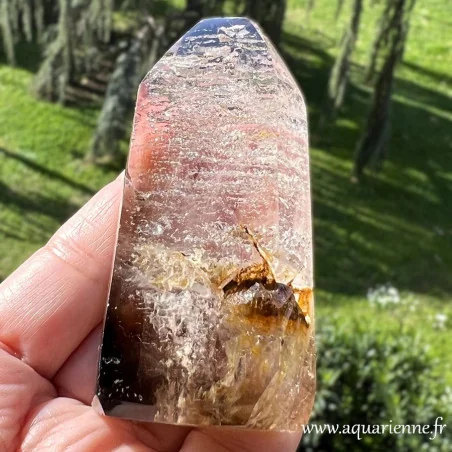 détails stries de croissance horizontales quartz golden healer.