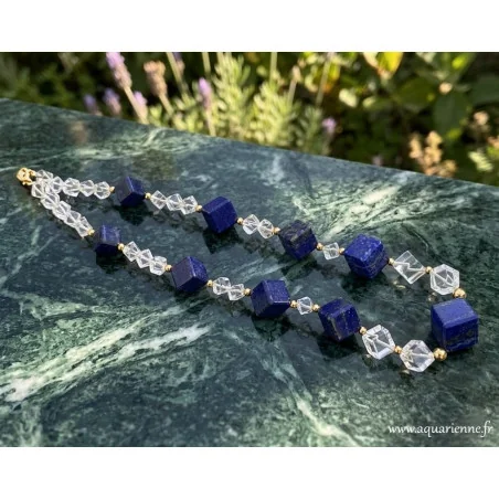 Collier "Cosmique" Lapis Lazuli & Cristal de Roche