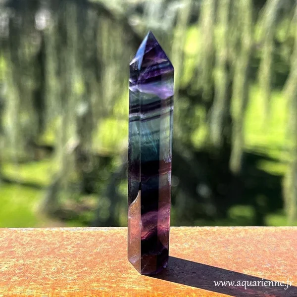 pointe fine fluorite rainbow AAA polie nuances violet vert