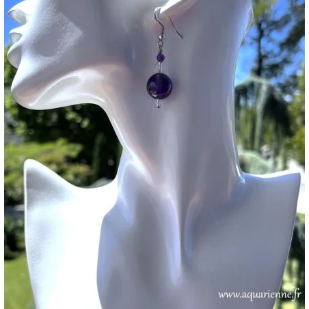 Boucles d'oreilles Sereines série limitée bijou artisanal Aquarienne