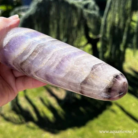 Détails des bandes violettes d’Améthyste et Quartz fumé naturel