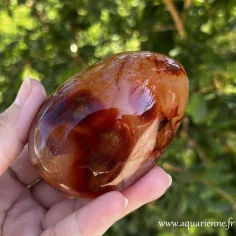 Galet poli de Cornaline naturelle pièce unique de 360 g face avant
