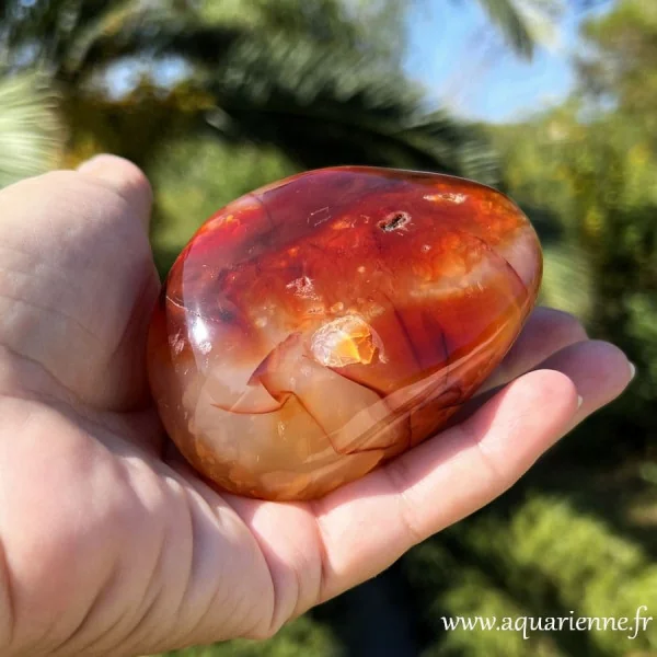 Galet poli de Cornaline naturelle Aquarienne Boutique