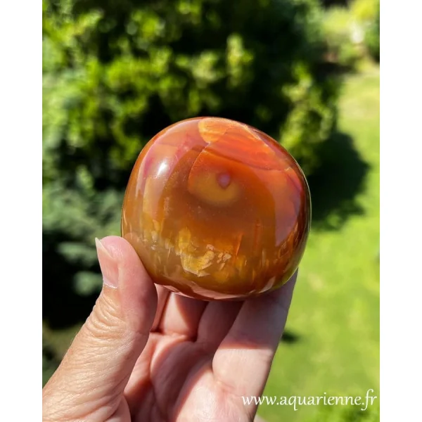 La Cornaline nous invite alors à renouer avec notre élan intérieur. Galet poli de cornaline naturelle 232g. Pièce unique.