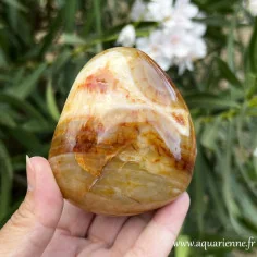 Galet poli à la main de Cornaline naturelle de Madagascar. Pièce unique 333g|8cm