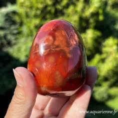 Galet de Cornaline naturelle de Madagascar poli main - Pièce unique 333 g