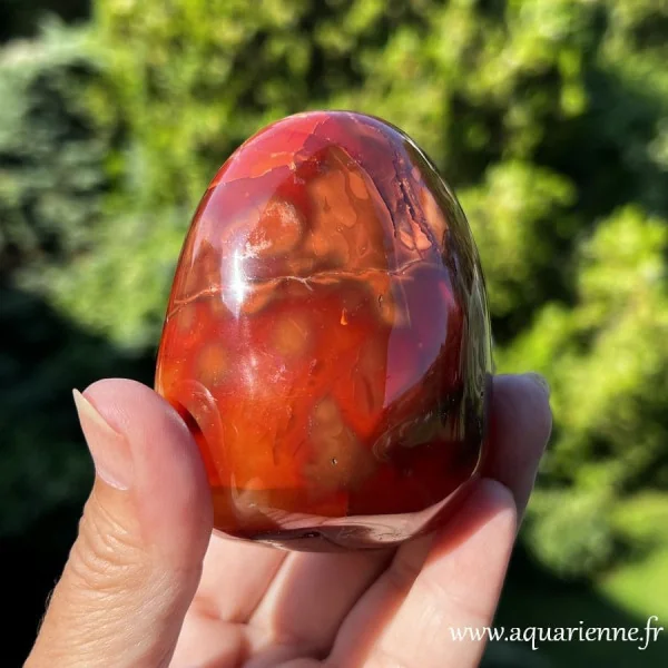 Galet de Cornaline naturelle de Madagascar poli main - Pièce unique 333 g