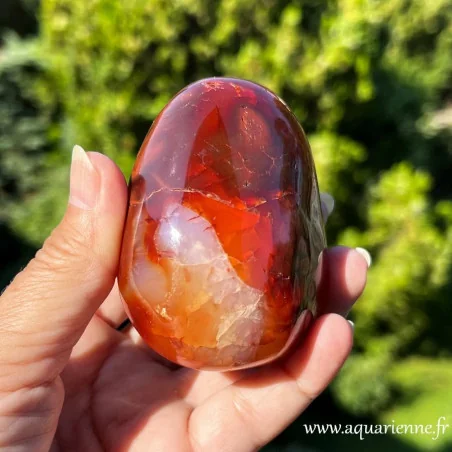 Cornaline naturelle de Madagascar, galet poli main de 333 g pour lithothérapie, feng-shui, méditation...