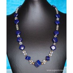 Collier Lapis-Lazuli, Cristal de Roche et Or Plaqué "ÉquiLibre"