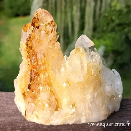 Quartz céleste doré de Madagascar qualité extra amas cristallin brut pièce unique de 12 cm de haut pesant 810g