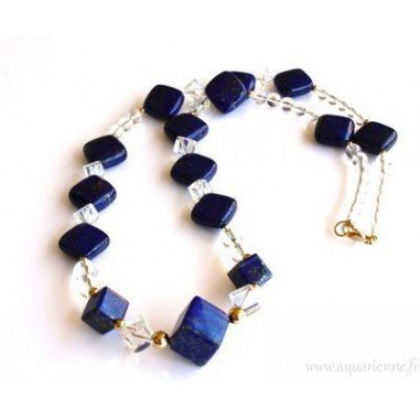 Collier Lapis-Lazuli, Cristal de Roche et Or Plaqué "ÉquiLibre"
