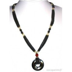 Collier Pendentif Donut en Hématite