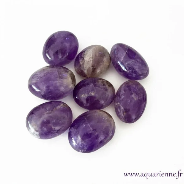 Lot de 8 galets Améthyste et Améthyste rubanée de Madagascar – 600 g