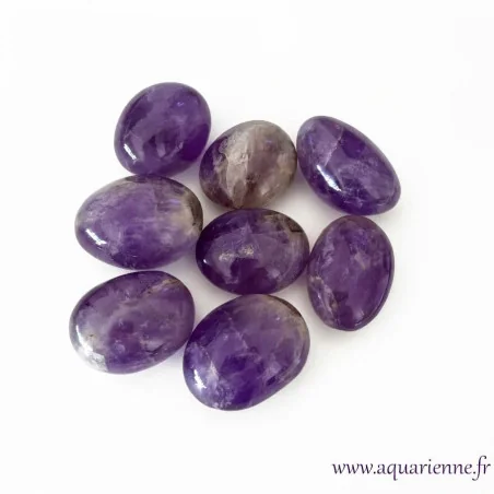 Lot de 8 galets Améthyste et Améthyste rubanée de Madagascar – 600 g