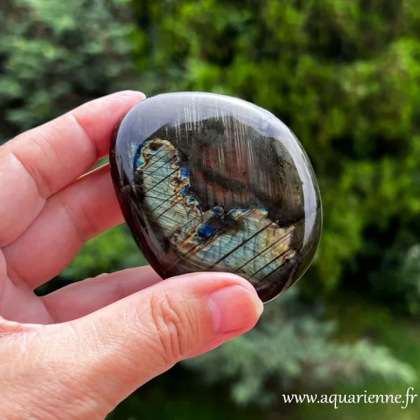 Galet de Labradorite poli – vue des reflets naturels