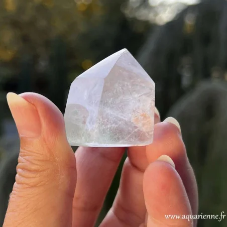 Pièce unique, pointe quartz à fantômes Fuchsite de Madagascar