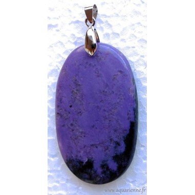 Pendentif Ovale en Charoïte naturelle polie. Pièce unique.