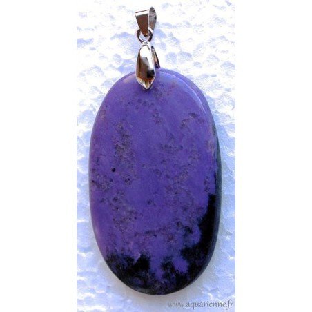 Pendentif Ovale en Charoïte naturelle polie. Pièce unique.