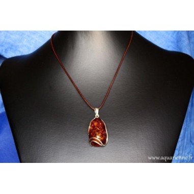 Pendentif Argent 925 et Ambre
