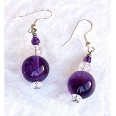 Boucles d'Oreilles en Améthyste et Cristal de Roche "Amethysta"