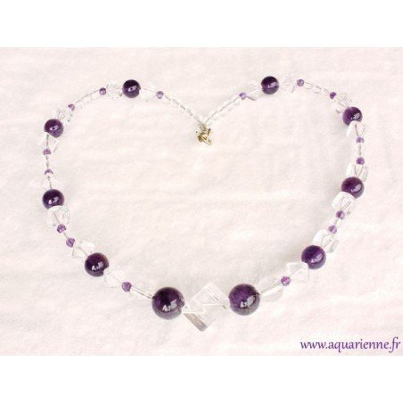 Collier "Clarté" Améthyste, Cristal de Roche et Swarovski
