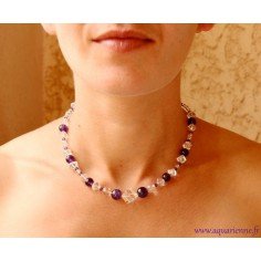 Collier "Clarté" Améthyste, Cristal de Roche et Swarovski