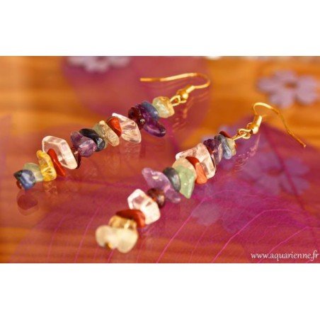 Boucles d'Oreilles Chips Multi Pierres