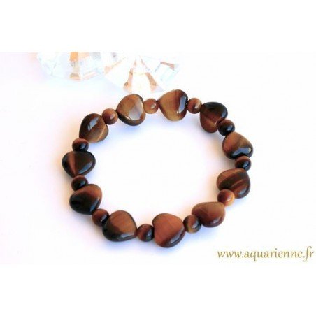 Bracelet Coeurs en Œil de Tigre
