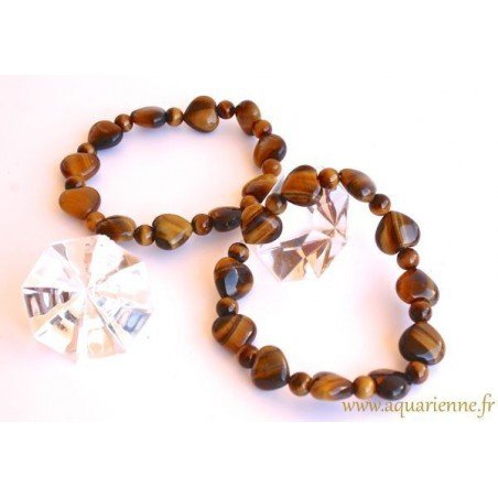 Bracelet Coeurs en Œil de Tigre