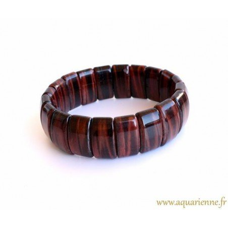 Bracelet Œil de Taureau, constitué de plaquettes. Élastique, il s'adapte à votre poignet pour homme ou femmes.