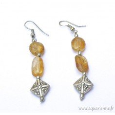 Boucles d'Oreilles "Mogra" en Pierre de Citrine