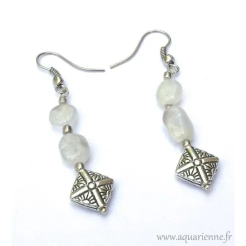 Boucles d'Oreilles "Mogra" en Pierre de Lune